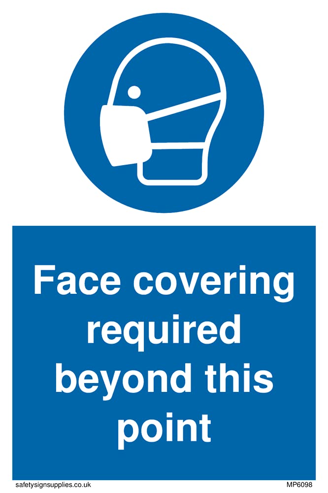 Pack of five - Face covering required beyond this point Sign - 100x150mm - A6P