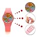 Zeiger New Cool Kids' KW021 Analog Display for Easy Read Time Teacher Young Girls Watch with Rainbow Dial Silicone Band (Pink)