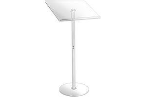 Pulaim Acrylic Podium Stand, Pulpits for Churches, Angle Adjustable, 23.6" L x 15.7" W x 43.3" H Lecterns & Podiums, Conference Portable Podium for Classroom, Restaurants, Weddings, Office, Clear