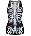 Voglee Punk Gothic Rock Women Black Skeleton Printed Sleeveless T Shirt Vest Tank Tops (XS-M, Black)