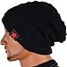Men Reversible Slouchy Beanie Hat Unisex Skull Hat (Black)