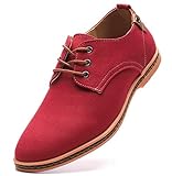 DADAWEN Men's Canvas Oxford Casual Shoe Red US Size 9.5