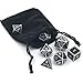 Set of Solid Metal Dice-Shiny Silver with Black Enamel-DND Dice Set-Polyhedral Dice Set-RPG Dice Set