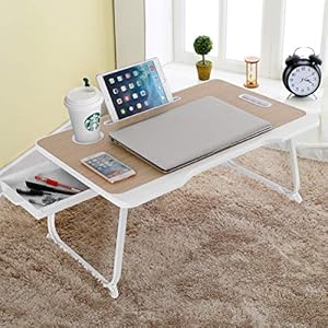CHARMDI-Laptop-Bed-Table-Portable-Laptop-Bed-Tray-Table-Lap-DeskCouch-TableBed-DeskLaptop-Desk-Table-with-Handle-Desktop-Card-Slot-Cup-Slot-Side-Drawer-for-BedSofa-Gold CHARMDI Folding Laptop Bed Tables,Portable Laptop Stand for Bed,Laptop Table with Drawers,Foldable Legs and Reading…