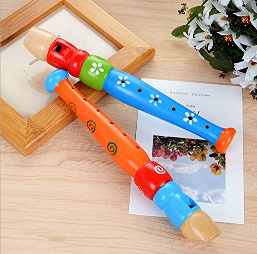image for Bokeley Toys Small Wooden Recorders for Toddlers,Colorful Piccolo Flut