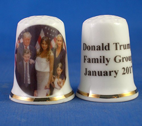 Porcelain China Collectable Thimble - Donald Trump Family Group -- Free Gift Box