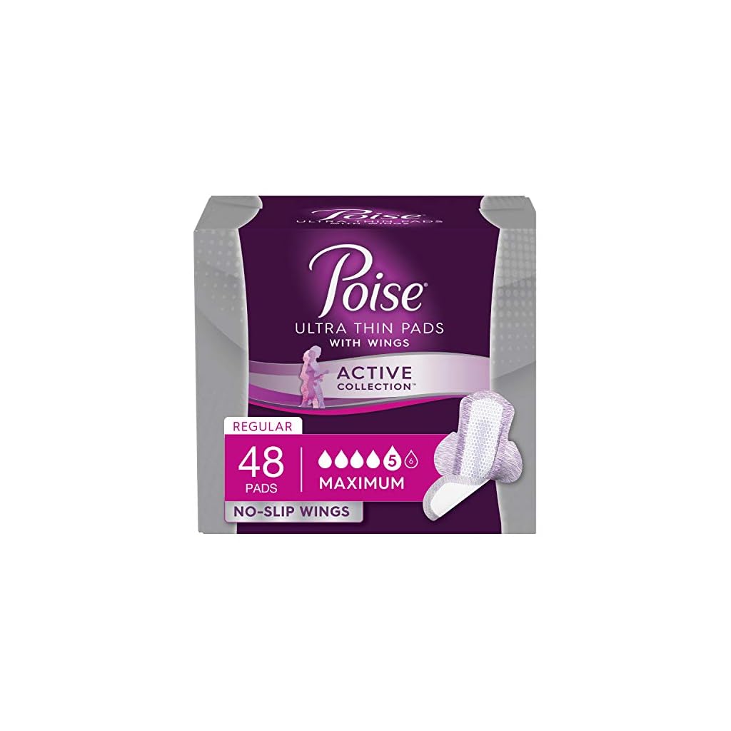 Poise Active Collection Incontinence Pads with Wings, Maximum