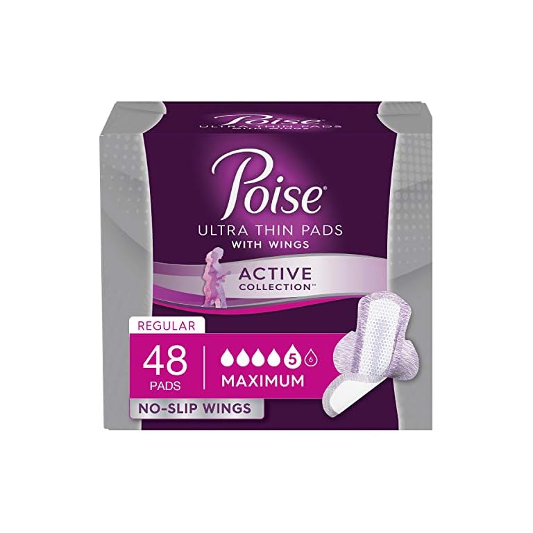 Poise Active Collection Incontinence Pads with Wings, Maximum