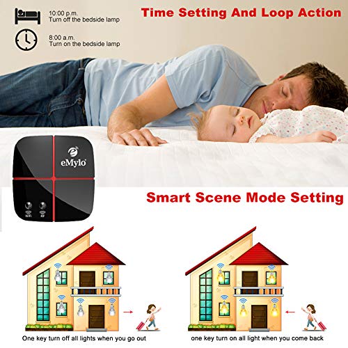 eMylo Smart WiFi Relay Switches Wireless 433Mhz RF Remote Control Light Switch Timer Controller for Household Appliance Compatible with Alexa, Google Home DC 5V-24V 1 Channel