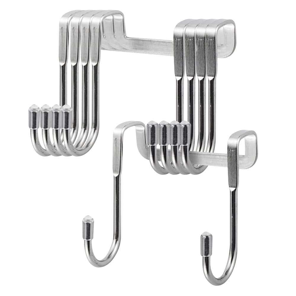 HLIWS Shower Screen Double Hooks-5Pcs 2cm Shower Door Hooks,Stainless Steel Bathroom Glass Door Hooks,for Kitchen, Drawer, Cabinet, Wardrobe, Bathroom(S-Shaped)