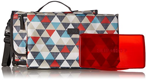 Skip Hop Baby Pronto Portable Changing Station with Cushioned Changing Mat and Wipes Case, 3 Pockets, Multi Triangles