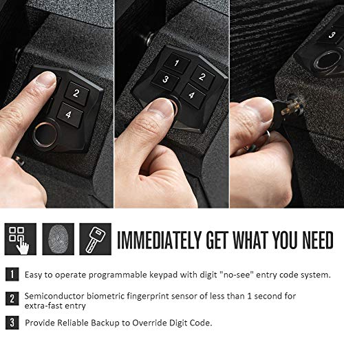 RPNB Mounted Firearm Safety Device with Auto Open Lid Biometric Fingerprint Lock Handgun Security Safe Gun Safe - Thumbnail 3