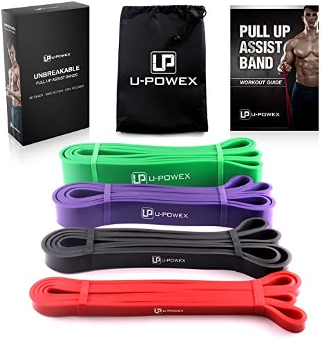 UPOWEX Pull Up Assist Bands – Set of 4 – Heavy Duty Resistance Bands – Mobility and Powerlifting Exercise Bands – Perfect for Body Stretching, Powerlifting and Resistance Training