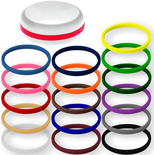 FLEX Ring - Womens Mens White Silicone Ring - Changeable Color Bands - Many Colors - Safe, Durable, Everyday Wear Wedding Band - 1 Ring - Sizes 4-16