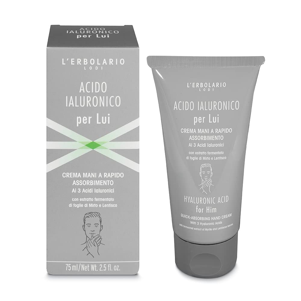 Hyaluronic Acid Quick-Absorbing Hand Cream by LErbolario for Men - 2.5 oz Cream