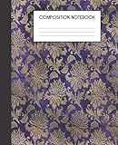 Composition Notebook: Faux Golden Floral Flower Pattern College Ruled Notebook Lined School Journal