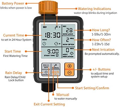 Kazeila Digital Irrigation Timer Programmable Water Timer Garden Lawn Hose Faucet Sprinkler Water Timer 3 Large Screen Amazon Co Uk Kitchen Home