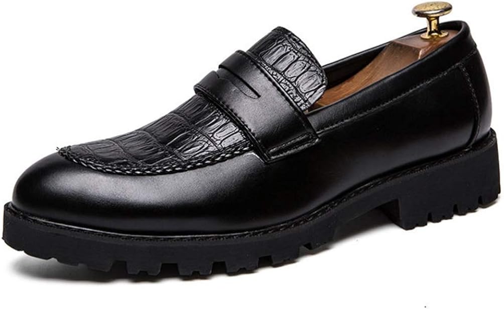 Men Dress Shoes Wear Resistant Stitching PU Pointed Toe Platform Oxford