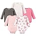Hudson Baby Unisex Baby Cotton Long-sleeve Bodysuits, Basic Pink Floral, 3-6 Months US