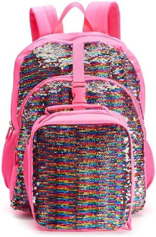 Kids Flippable Sequin Backpack & Lunch Bag Set (Pink)