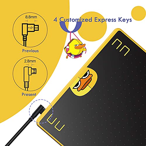 HUION HS64 Chips Graphics Drawing Tablet Android Supported Digital Pen  Tablet with Battery-Free Stylus 8192 Pr
