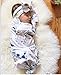 2PC Newborn Baby Gown Unisex Floral Print Sleep Sack Long Sleeve Nightgowns with Headband
