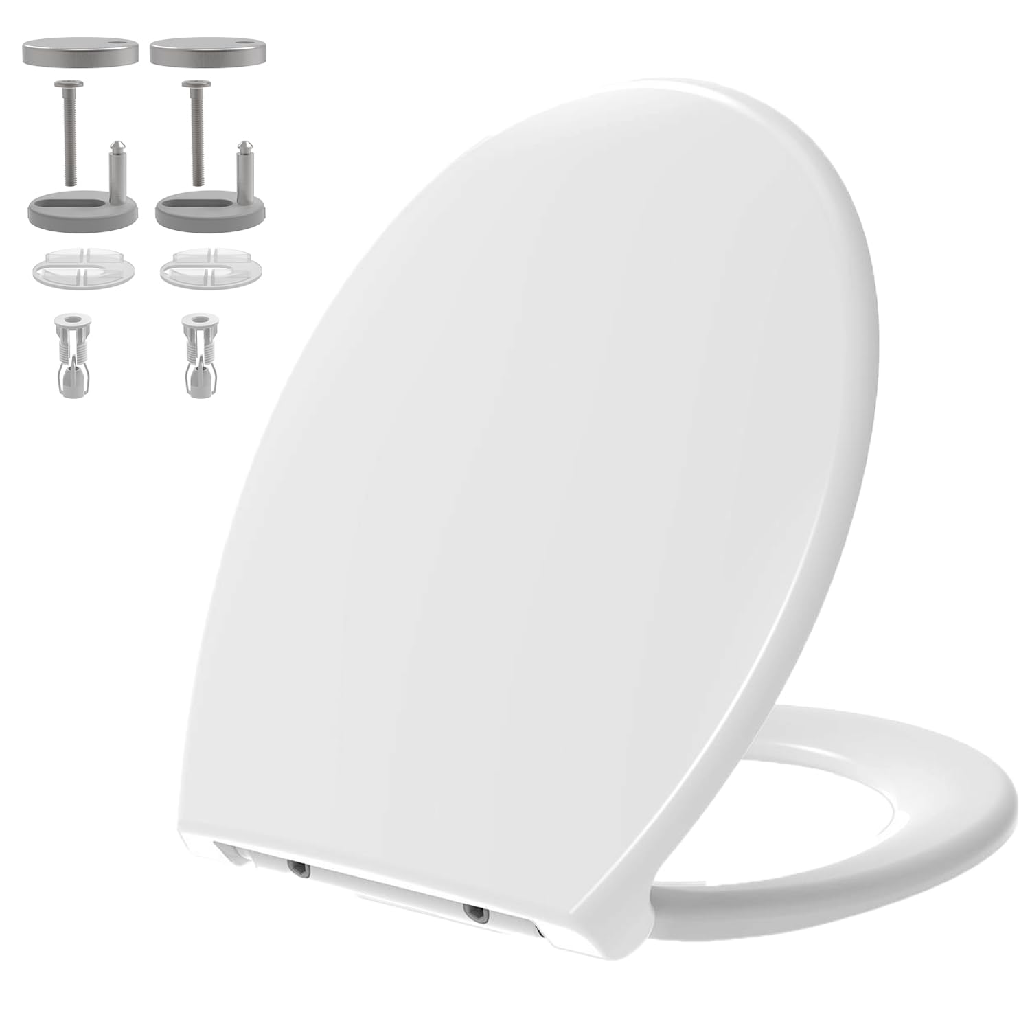 Mass Dynamic Soft Close White Toilet Seat – Quick Release UF Loo Cover, Adjustable Top Fix Hinges, Universal O Shape (Signature Series)