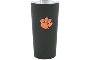 Decorvo Clemson University Logo Tumbler - Black Double Walled Insulated Travel Thermos with Slide Lid - 18 oz