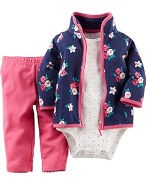 Carters Baby Girl's 3 Piece Micro Cardigan Set 24 Months Navy/Pink