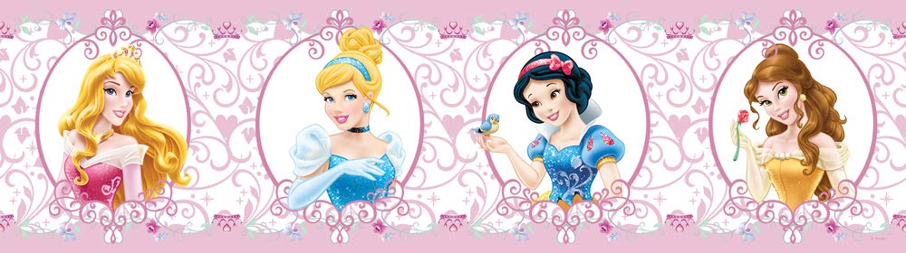Disney Princess, self-adhesive border for the wall in the room for the girl, children's room, 5 m X 14 cm.