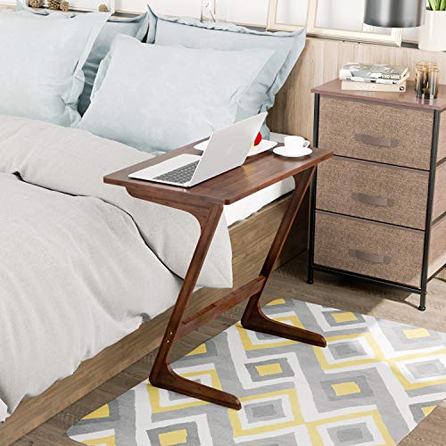 HOMFA ZShaped End Table TV Tray Bamboo Snack Laptop Desk Night Stand