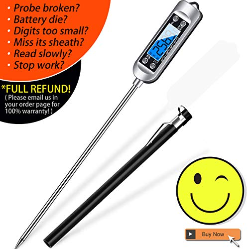 Cbiumpro Meat Thermometer, Ultra Long Probe Instant Read Digital Kitchen Food Thermometer for Cooking, Meat Grilling, Cheese, Yogurt, Baking, Candy, Milk, BBQ Smoker
