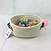 ICEBLUE HD Mini Size Beige Natural Cotton Rope Dog Toys Basket Nursery Basket Catchall with Leather Handles