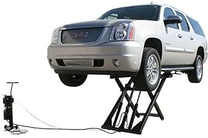 ATLAS Automotive Equipment 6MR Commercial-Grade Mid-Rise Scissors Lift, Portable Free-Standing Design, 6,000lbs. Capacity, 24" Arms, Dual Hydraulic Cylinders, Single Point Manual Lock Release, 110V