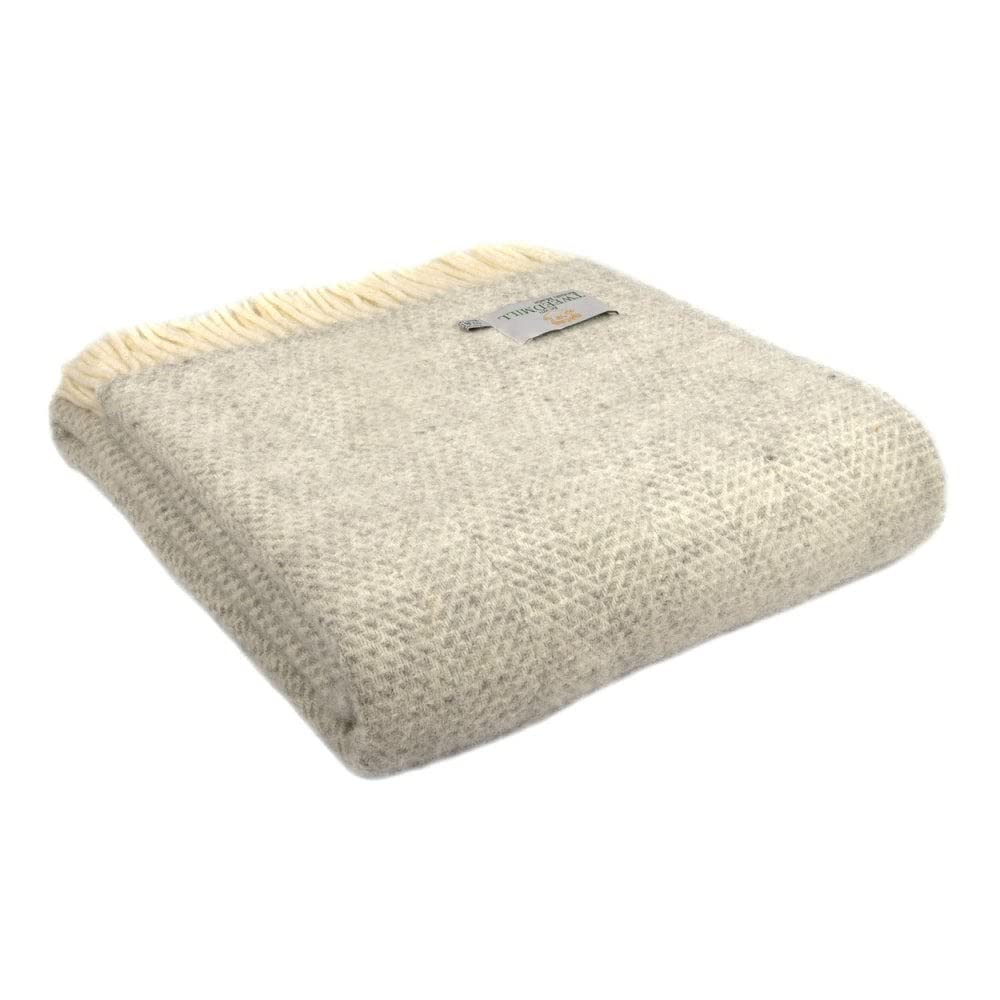 Tweedmill Lifestyle Beehive Throw/Blanket - Grey - 150x183cm - 100% New Pure Wool - Made in UK