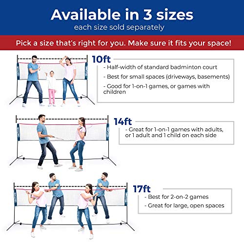 Boulder Portable Badminton Net - 14-Ft Small Net Set for Tennis, Soccer Tennis, Pickleball, Badminton- Easy Set-up Nylon Sports Net with Poles - for Indoor or Outdoor Court, Beach, Driveway (Renewed) - Thumbnail 5