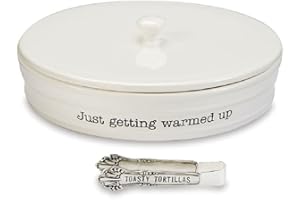 Mud Pie 4801027 Tortilla Warming Set, One Size, White