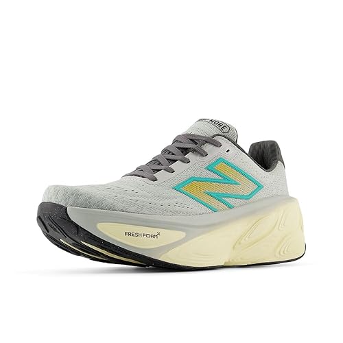 New Balance Men's Fresh Foam X More V5 Running Shoe, Brighton Grey/Calcium/Cyber Jade, 11.5 Wide