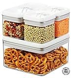 Set of 4 - Airtight Plastic Storage Canister Set, Food Saver Container w/ Vacuum Seal Locking Lid