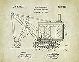 Excavator Patent Poster Art Print 11X14 Wall Decor Picture Vintage Road Construction Heavy Equipment