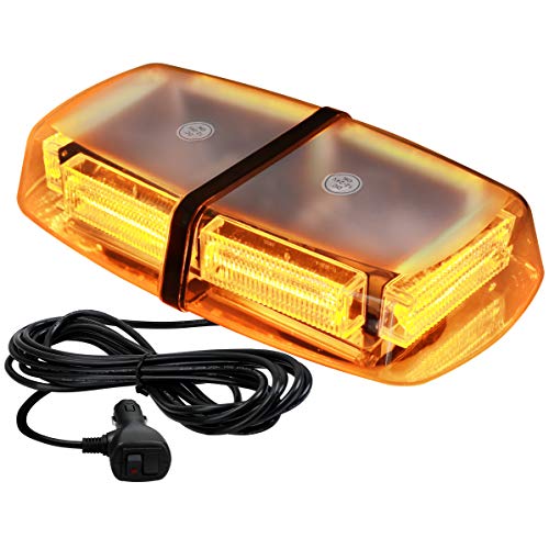 VKGAT 48 LED Roof Top Strobe Lights, Emergency Hazard Warning Safety Flashing LED Mini Bar Strobe Light for Truck Car Snow Plow Vehicles, Waterproof and Magnetic Mount (Amber)
