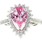 Viyuroyk 925 Sterling Silver Shiny Drop shape Pink Color Drill Cubic Zirconia Rings Diamond Rings for Women Jewelry Findings Earring Backs Findings