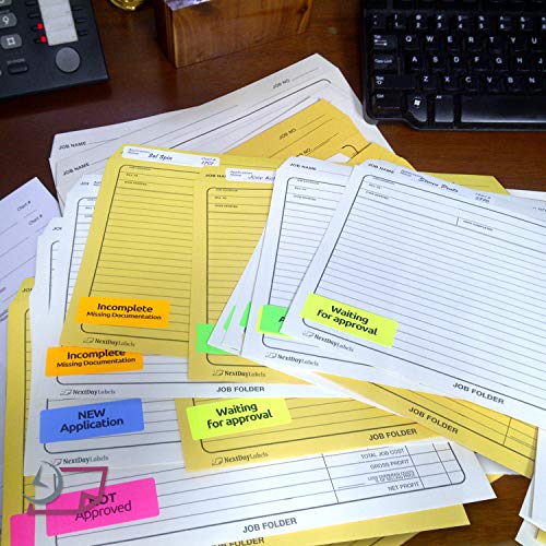 Assorted Fluorescent Address Labels | 5 Colors - Green, Orange, Blue, Yellow and Pink | 5 Sheets of Each Color | 1" x 2-5/8" - 30 Per Page | 750 Labels - Thumbnail 2