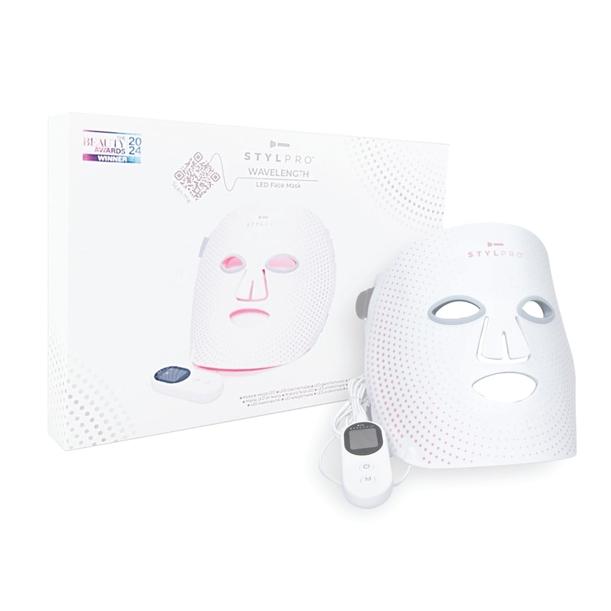 STYLPRO Wavelength LED Face Mask - Multi-Mode Skincare with Red, Blue, Near-Infrared Light for Wrinkles, Blemishes - Flexible, Rechargeable, User-Friendly, Designed in UK, Professional-Grade