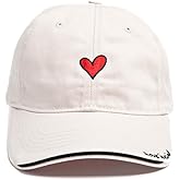 Heart Embroidery Baseball Hat – Adjustable Cap with 'Love is Kind’' Embroidery on The Brim, Eco-Friendly, Baseball Cap with Sun Protection 50+, Casual Everyday Wear, Beige