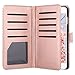 ULAK iPhone 6 Plus Case, iPhone 6s Plus Wallet Case, Flip Folio PU Leather Cover with Multi Card Holders Pockets Magnetic Closure Case for Apple iPhone 6/6s Plus 5.5 inch, Rose Gold+Minimal Stripes