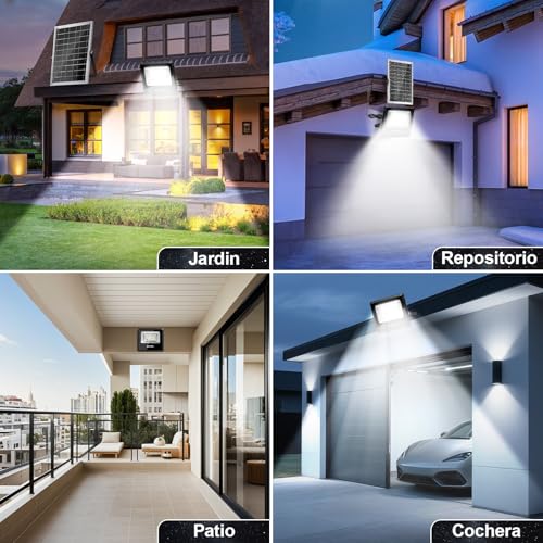 Dopwii Lamparas Solares Exterior 10000mAh, Luces Solares para Exterior Jardin, Panel Solar Bifacial con Absorción de Luz de 360°, Lámpara Solar con 4 Modos de Iluminación y Mando a Distancia(2 Piezas)