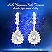 Kelofty Cz Dangle Earrings for Women, Womens Flower 14k-White-Gold-Plated Cubic Zirconia Teardrop Earring