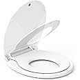 Round Toilet Seat with Built in Potty Training Seat, Potty Training Toilet Seat for Toddlers, Magnetic Kids Seat and Cover, Slow Close and Never Loosen, Fits both Adult and Child, White Round