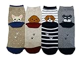 JJMax Women's Cats and Dogs Crew Socks Set Chihuahua, Toy Poodle, Beagle, Schnauzer